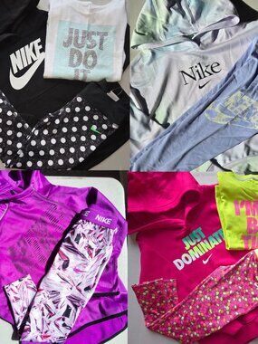 10pc Nike Girls Size 6 ~ 4 outfits ~ Dri-fit Leggings w/ Tops & Hoodie ~ Winter